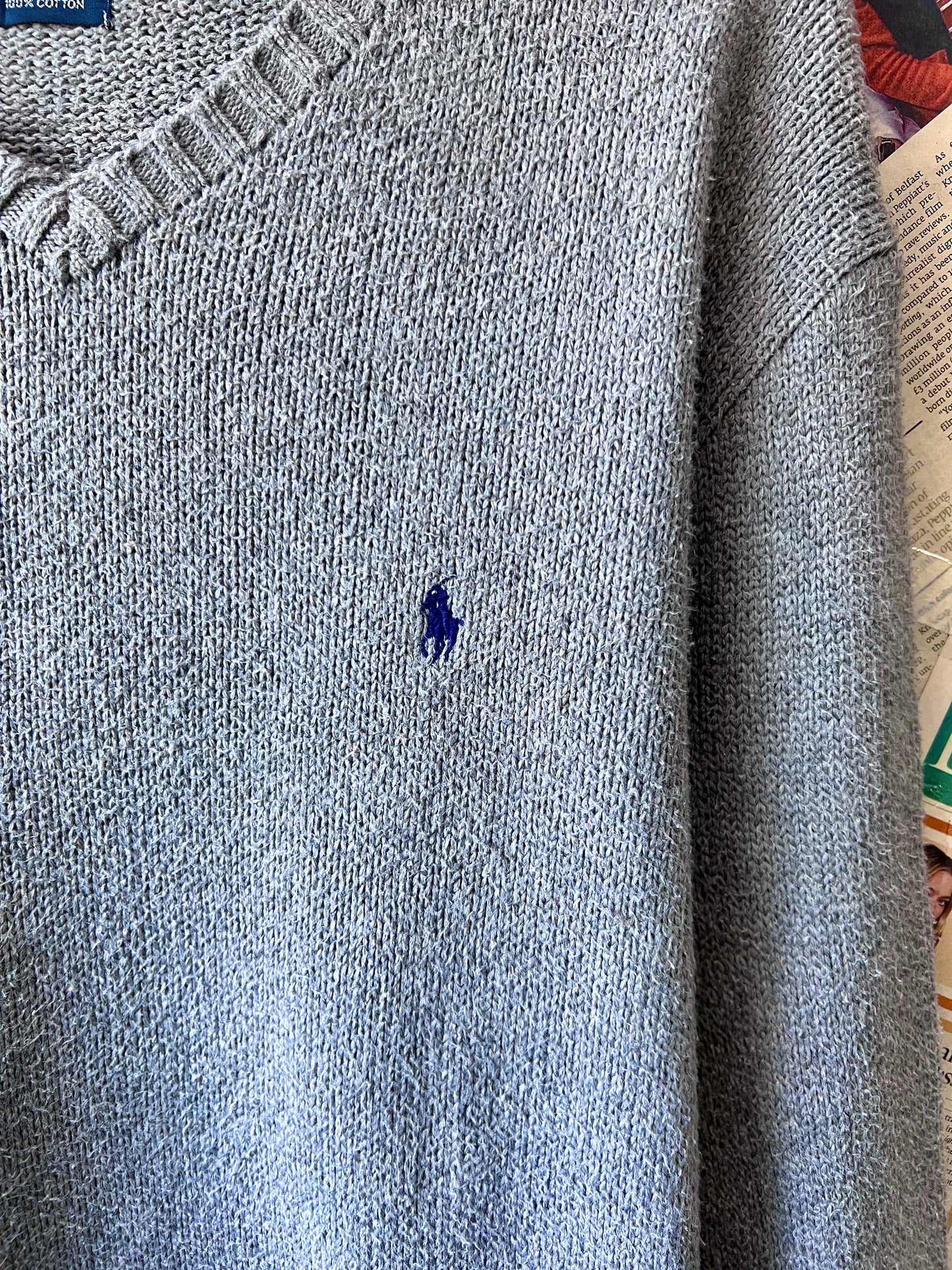 Ralph Lauren® XL | Chest 25 | Grey | Knit Sweater | Cotton | 493