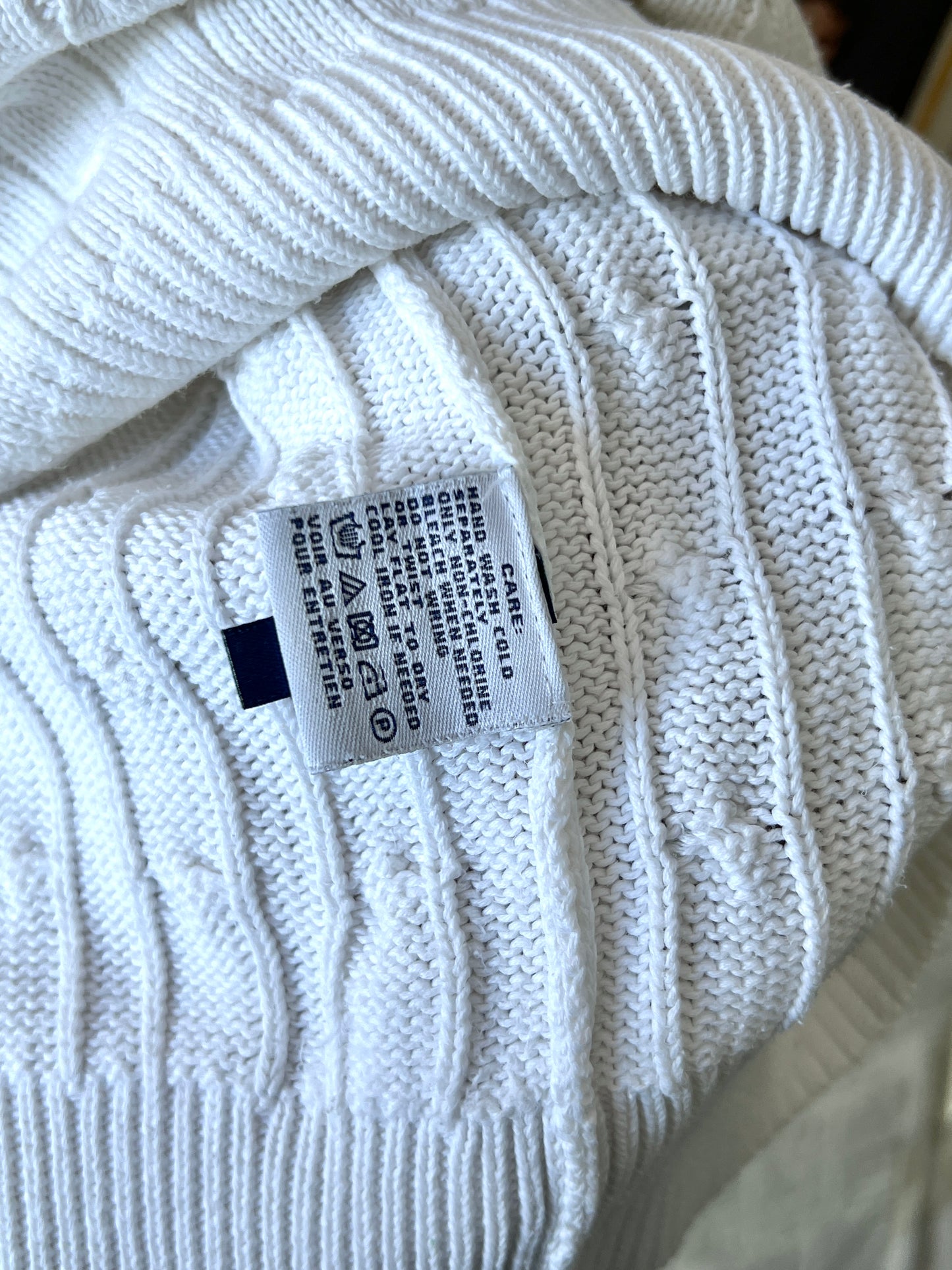 Women-Ralph Lauren® XS | Bust 17.5" | White | Cable-Knit Turtleneck Top | Cotton | 738