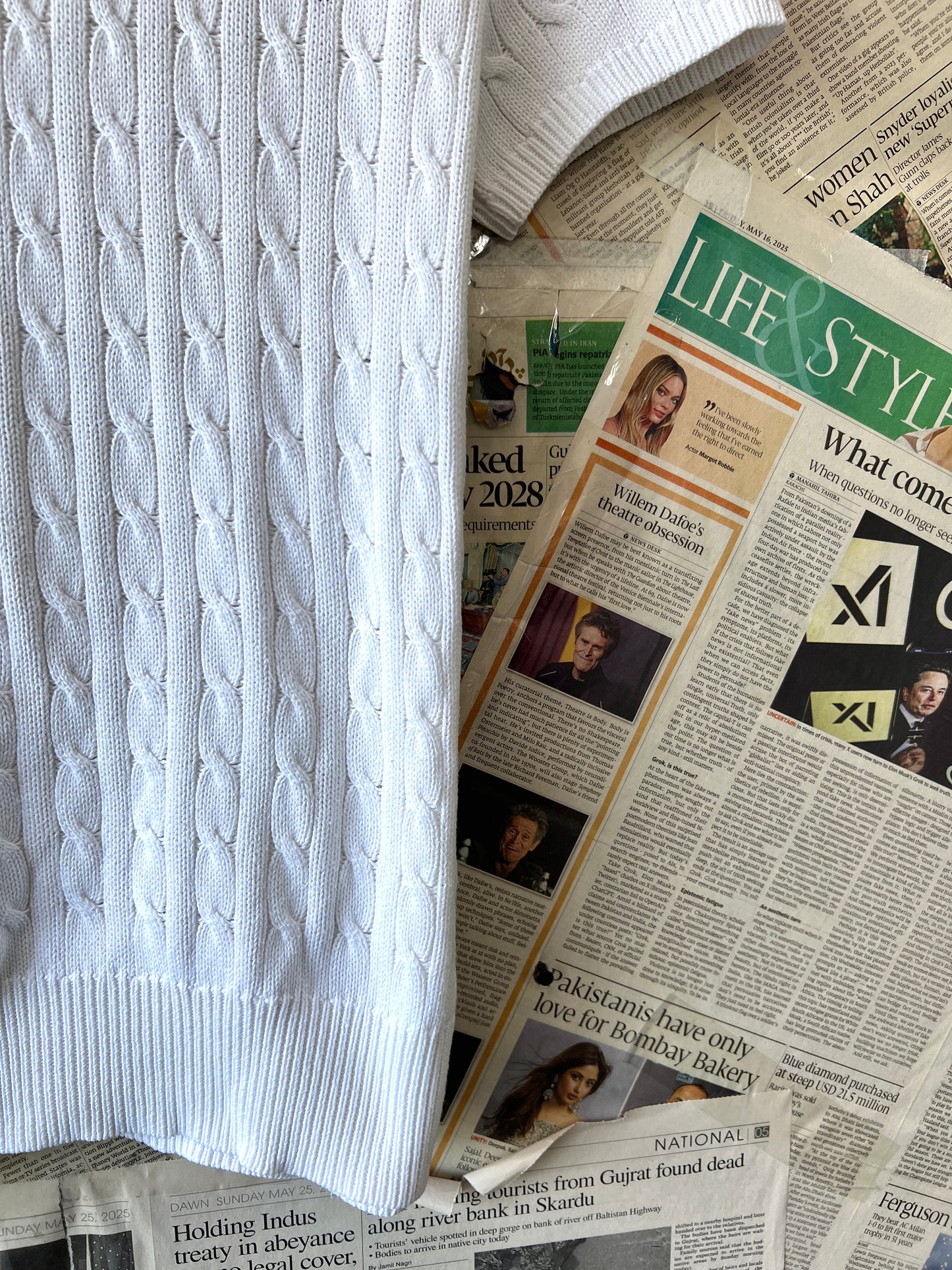 Women-Ralph Lauren® XS | Bust 17.5" | White | Cable-Knit Turtleneck Top | Cotton | 738