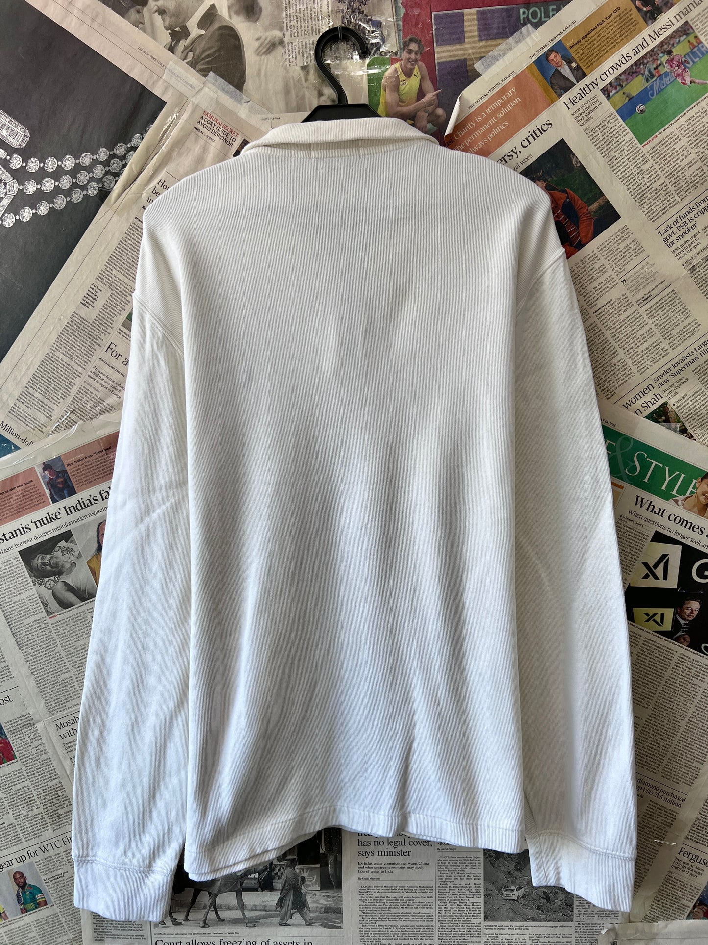 Ralph Lauren® XL | Chest 25.5 | Off White | Quarte Zip Knit Sweater | Cotton | 733