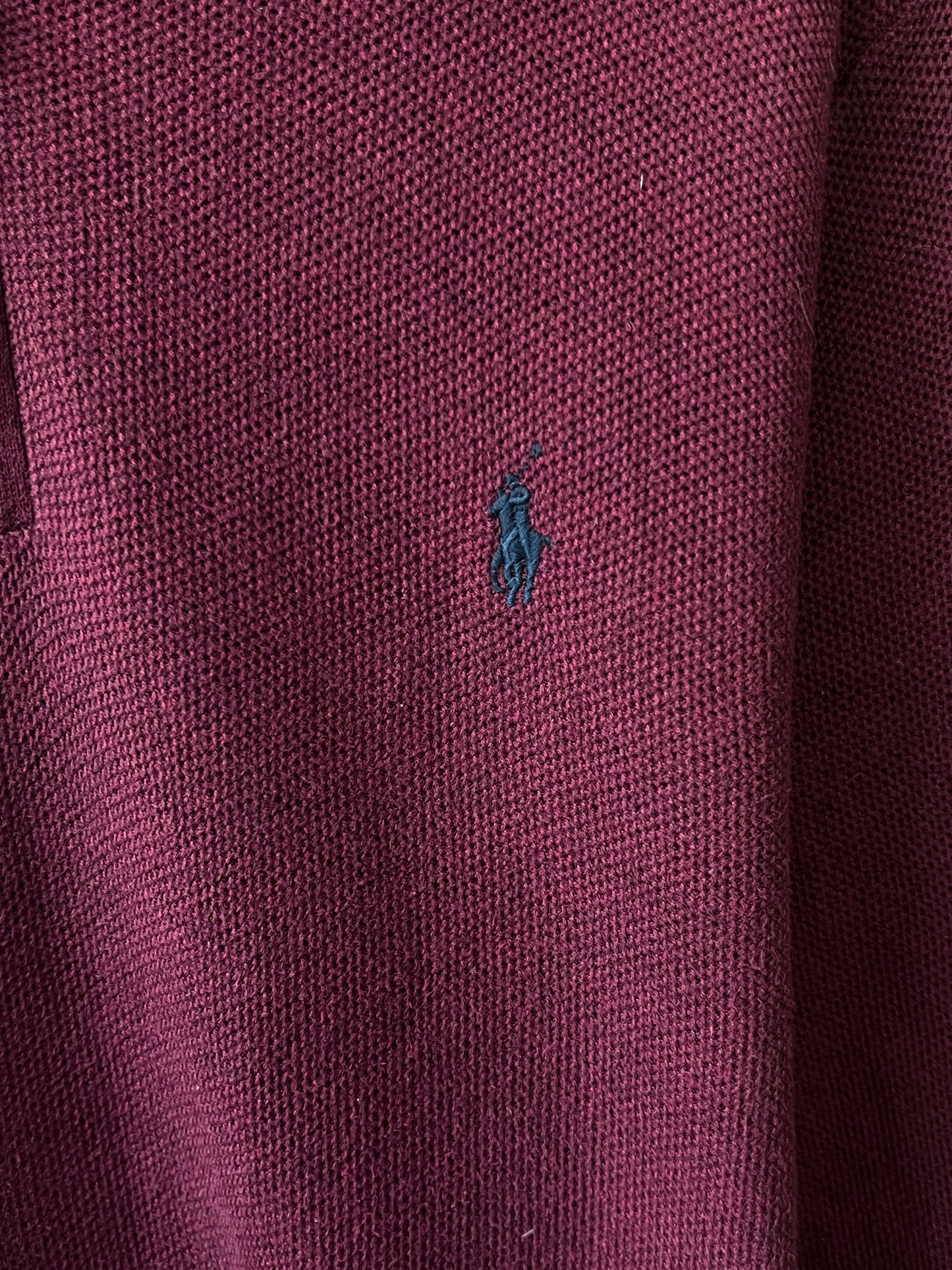 Ralph Lauren® XL/L | Chest 24.5 | Red Wine | Quarter Zip Sweater | Pima Cotton | 743