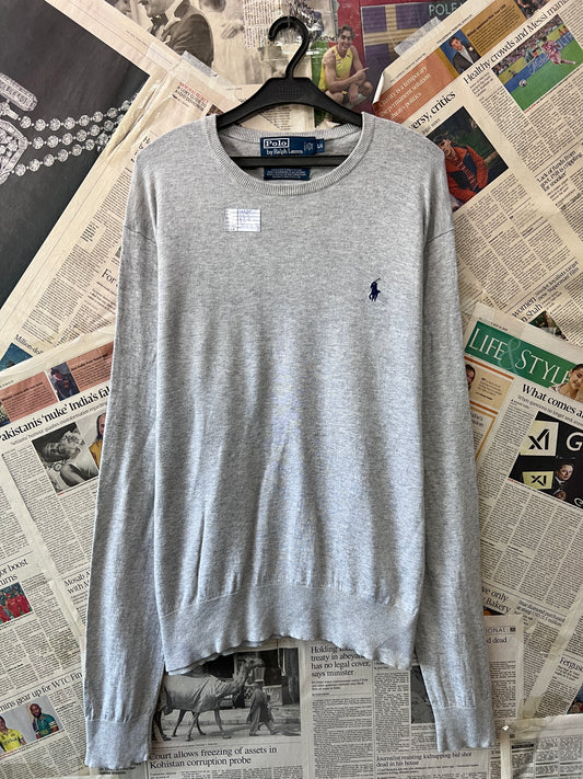 Ralph LaurenĀ® Large | Chest 23.5 | Grey | Lightweight Crewneck Pullover | Cotton- Cashmere | 742