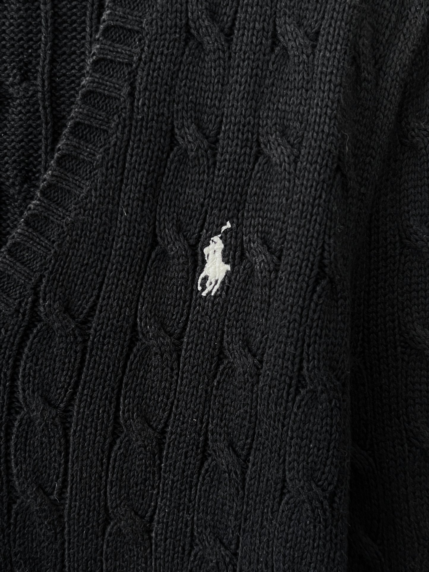 Women-Ralph Lauren® Small | Bust 19.5" | Black | Cable-Knit Sweater | Cotton | 727