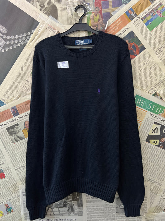 Ralph LaurenĀ® Large | Chest 23.5 | Midnight Blue | Crewneck Sweater | Cotton | 728