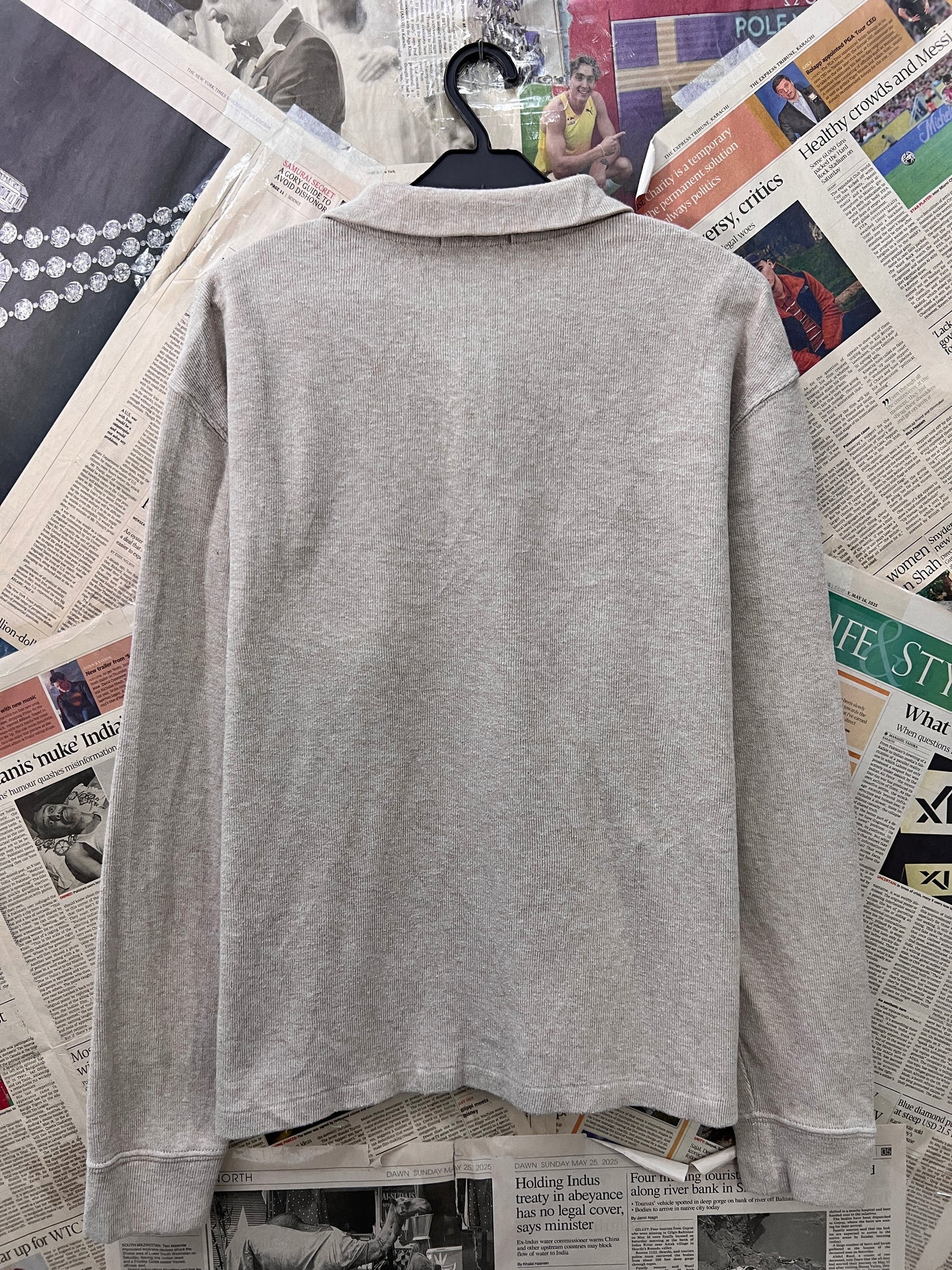 Ralph Lauren® Large | Chest 23.5 | Light Brown | Quarter Zip Sweater | Cotton | 723