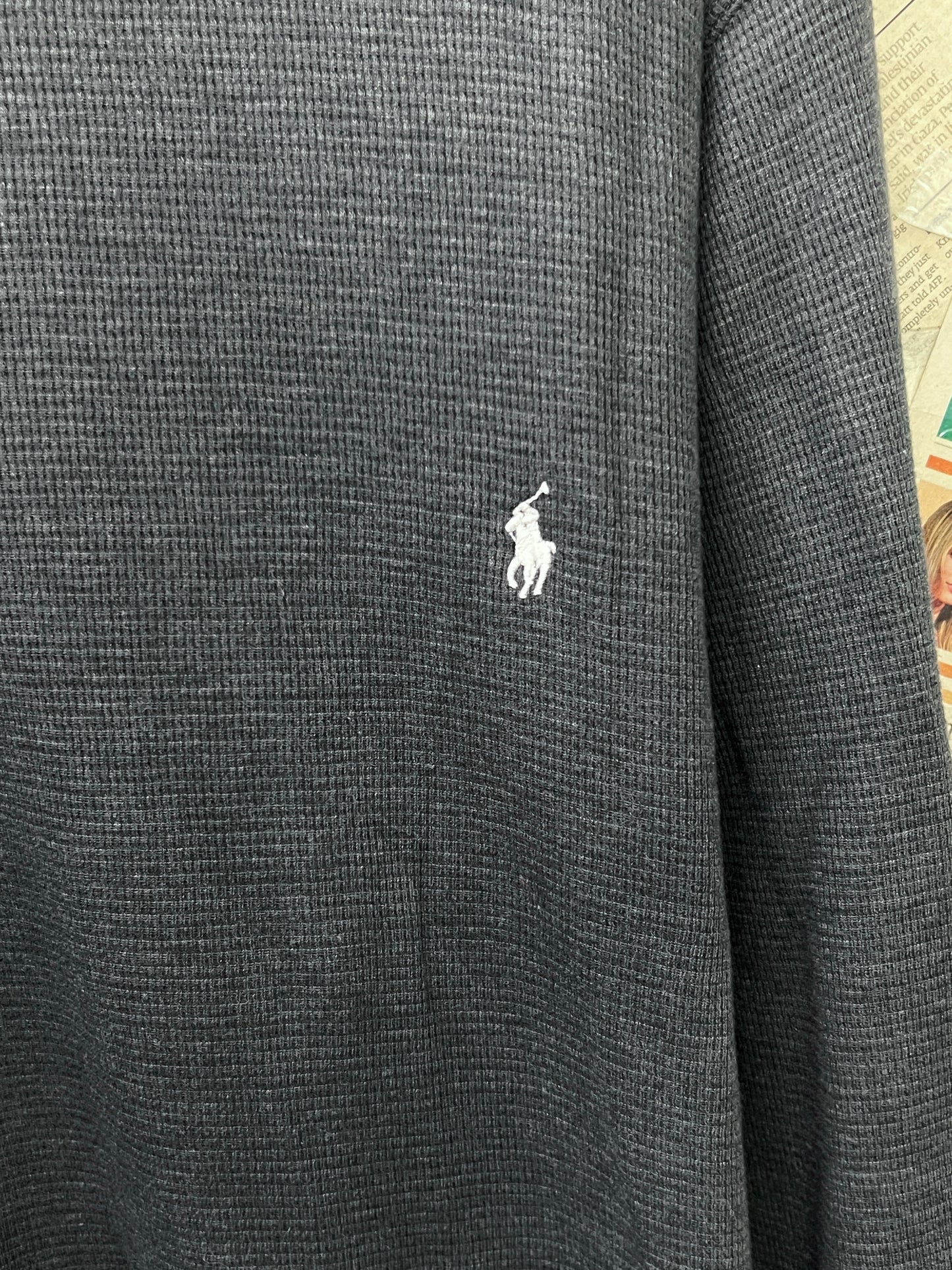 Ralph Lauren® XXXL | Chest 28 | Charcoal | Waffle Knit Thermal Top | Cotton-Poly | 722