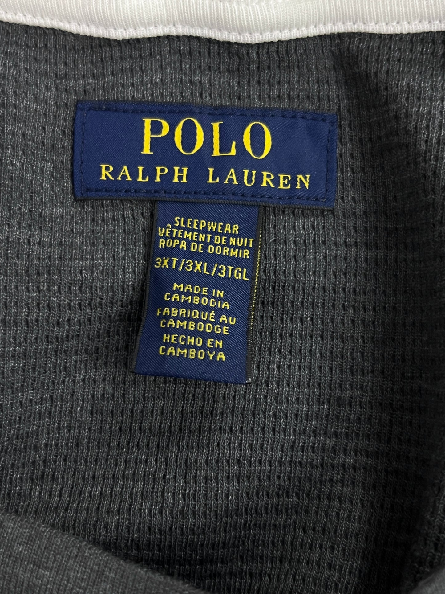 Ralph Lauren® XXXL | Chest 28 | Charcoal | Waffle Knit Thermal Top | Cotton-Poly | 722