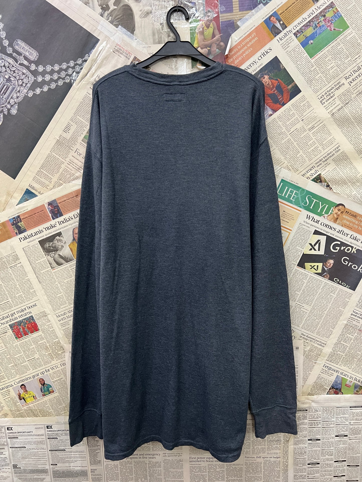 Ralph Lauren® XXXL | Chest 28 | Charcoal | Waffle Knit Thermal Top | Cotton-Poly | 722