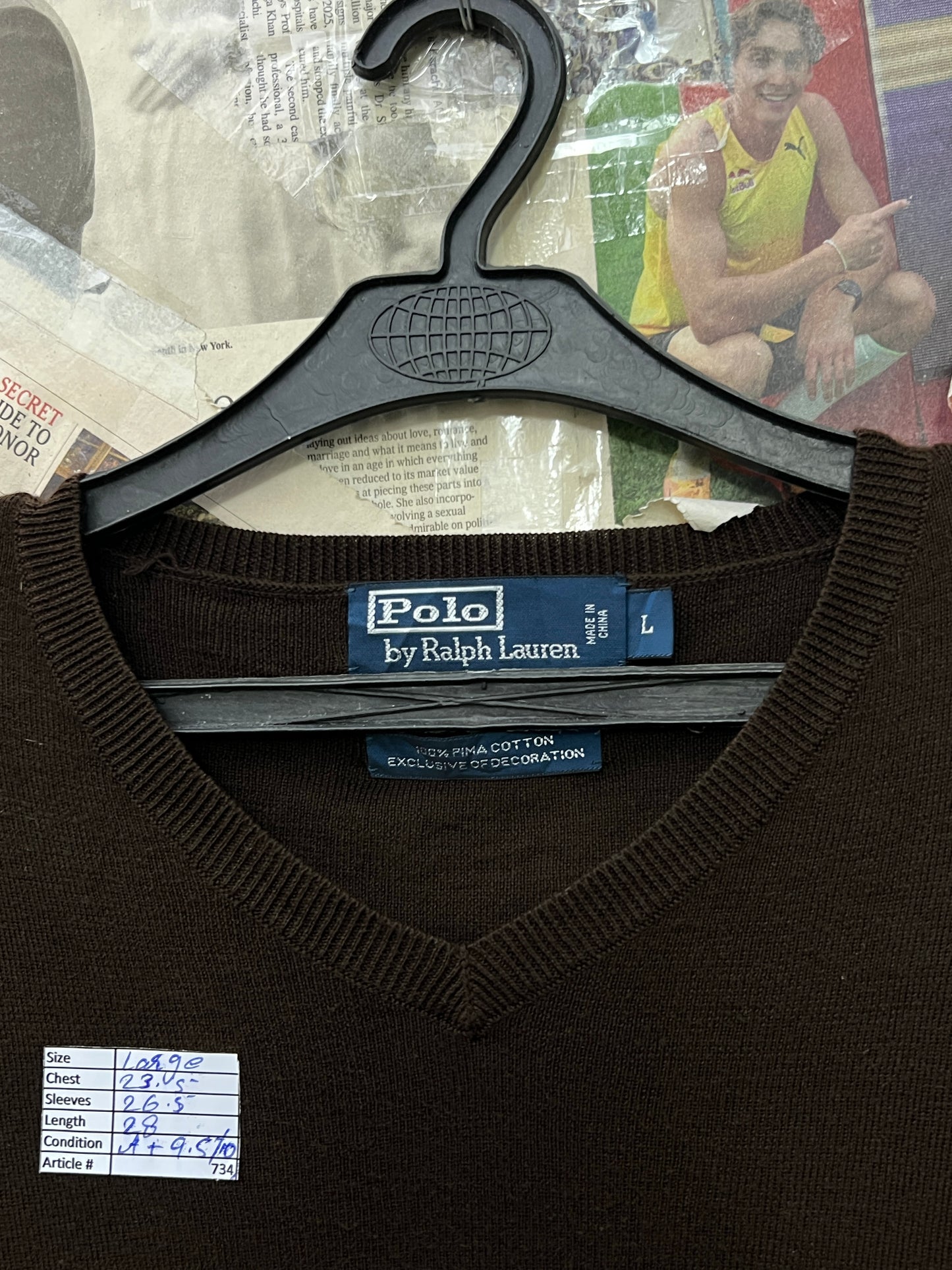 Ralph Lauren® Large | Chest 23.5 | Chocolate Brown | Sweater | Cotton | 734