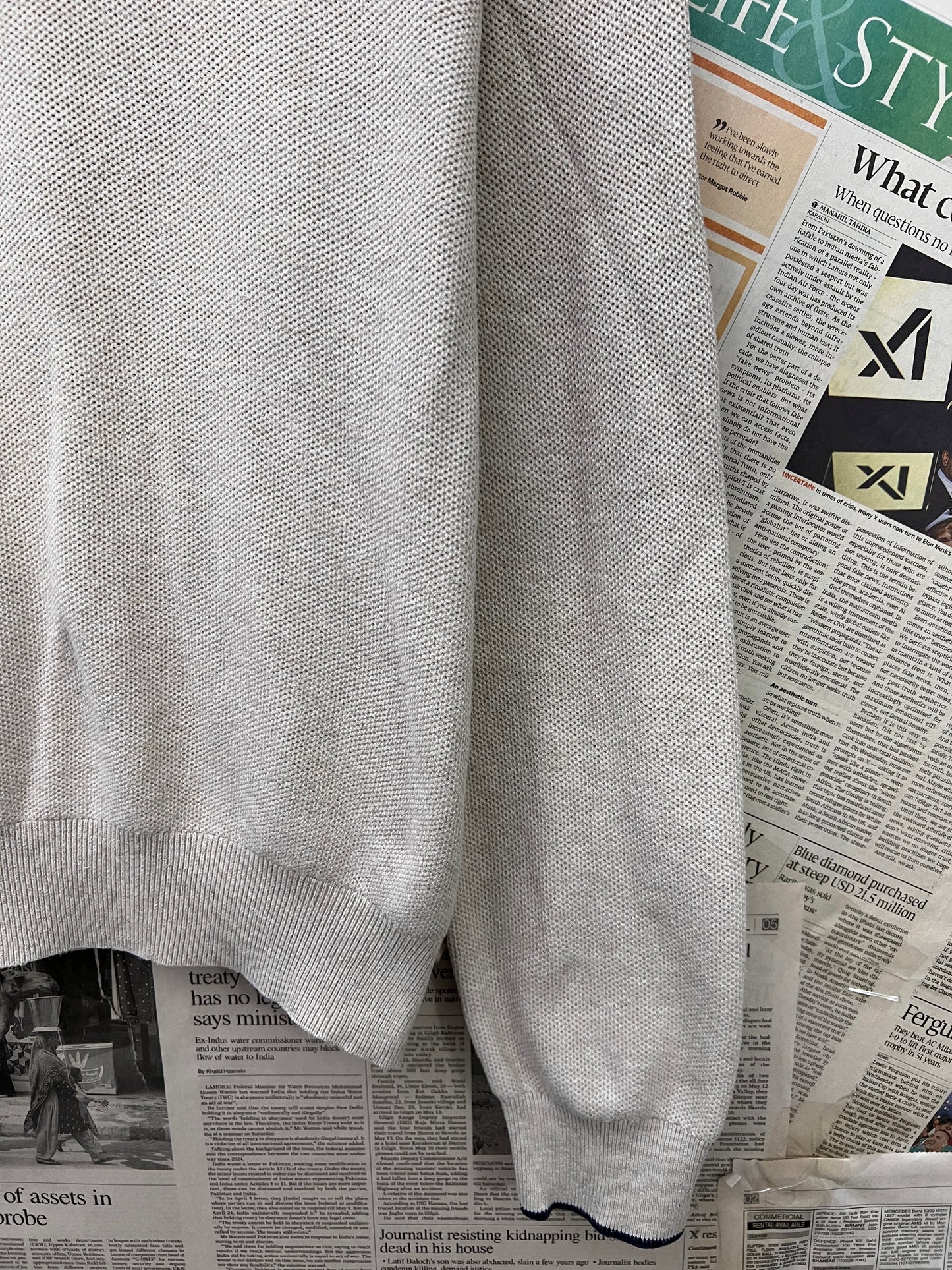 Ralph Lauren® Large | Chest 23 | Beige | Quarter Zip Sweater | Cotton | 721