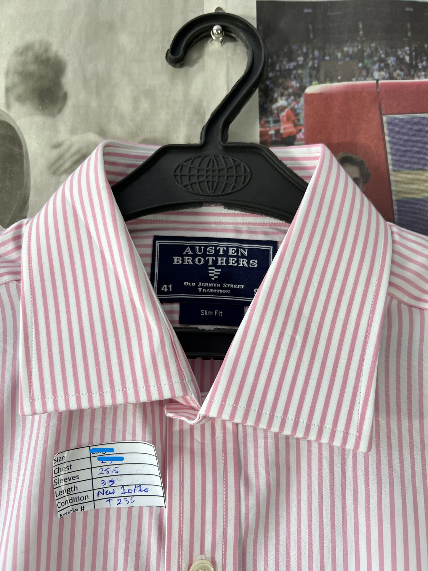 AUSTIN BROTHERS® Pink & White Stripes – (Chest: 22.5)