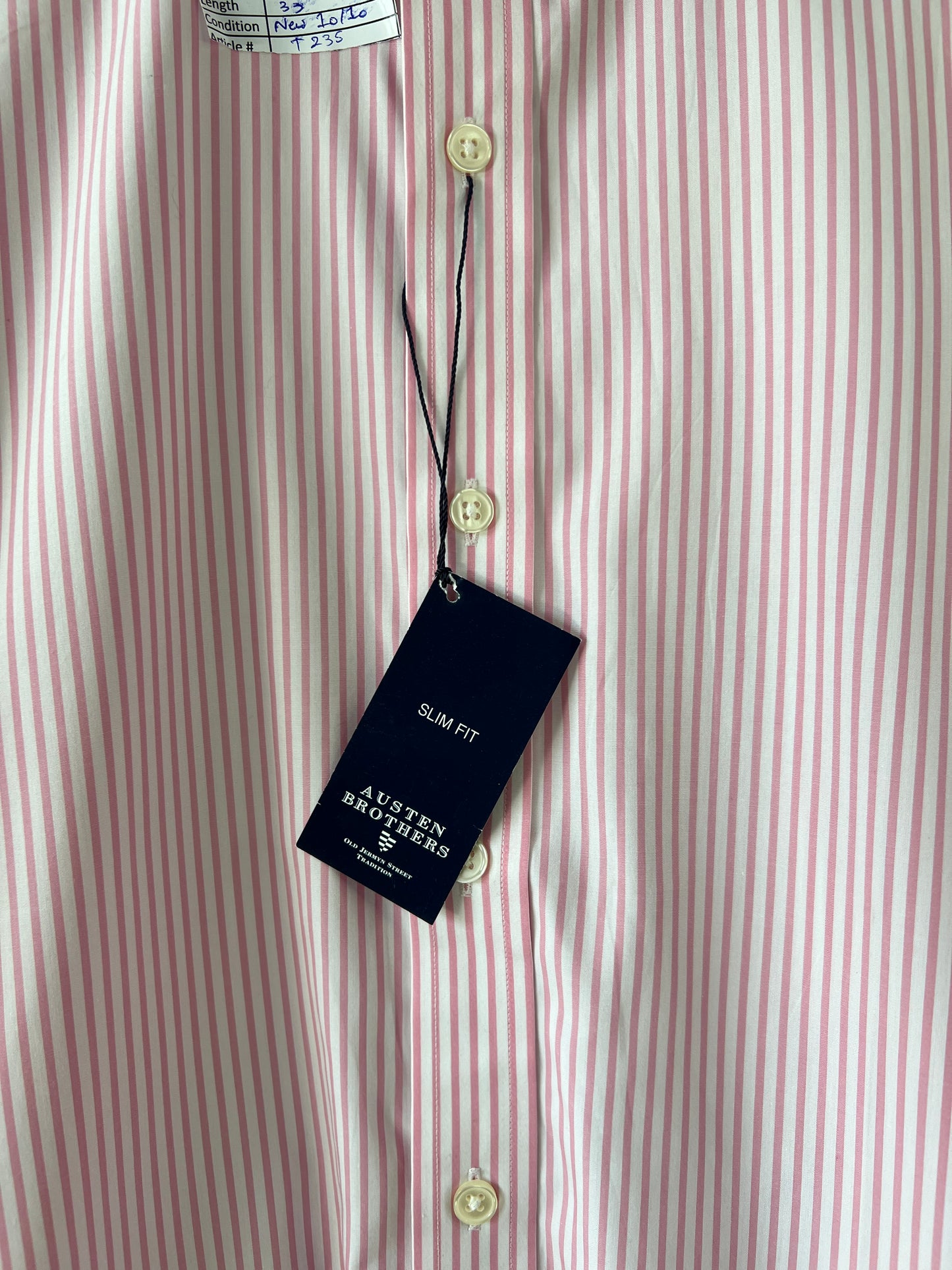 AUSTIN BROTHERS® Pink & White Stripes – (Chest: 22.5)