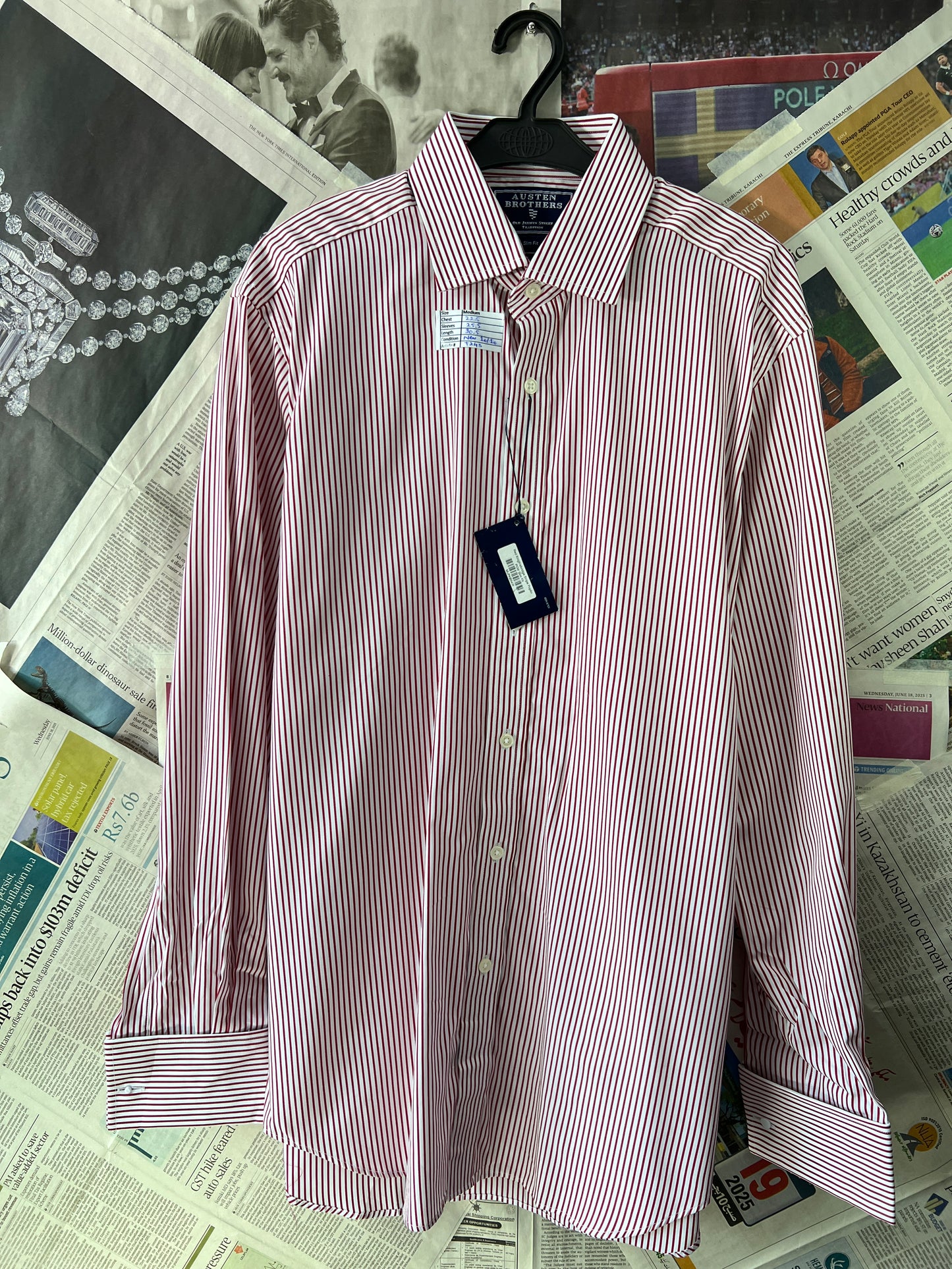 AUSTIN BROTHERS® Red & White Stripes – (Chest: 22.5)