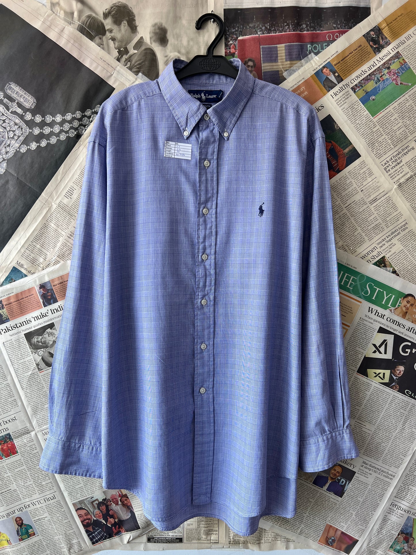 Ralph Lauren® XXL | Chest 27 | Iris Check | Shirt | Cotton