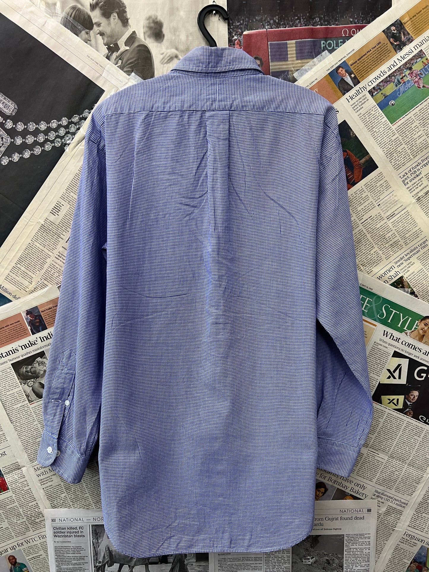 Ralph Lauren® Large | Chest 24 | Blue Pin Check | Shirt | Cotton