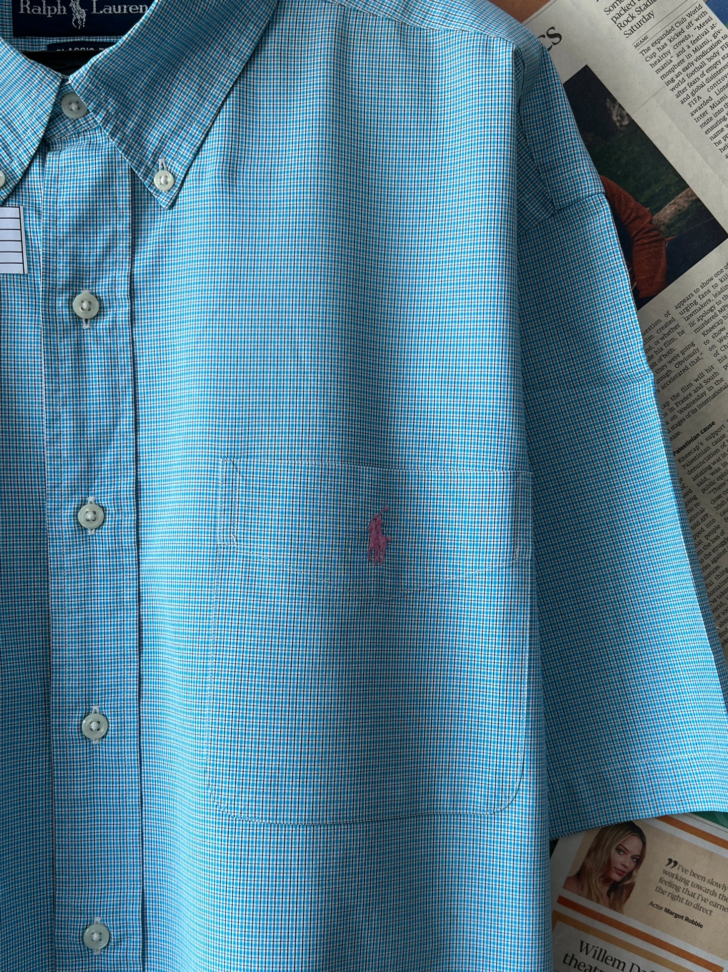 Ralph Lauren® XXL | Chest 28.5 | Cyan Check | Shirt | Cotton