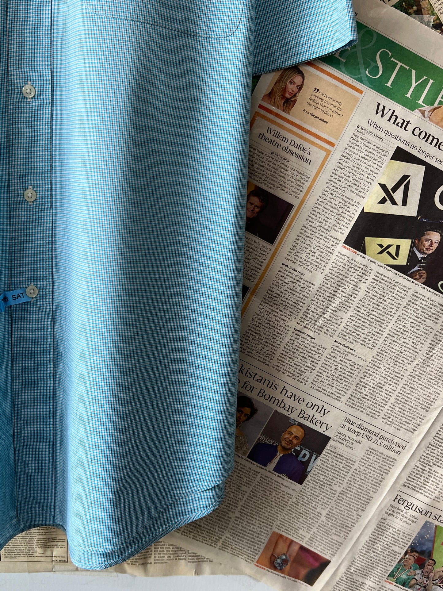 Ralph Lauren® XXL | Chest 28.5 | Cyan Check | Shirt | Cotton