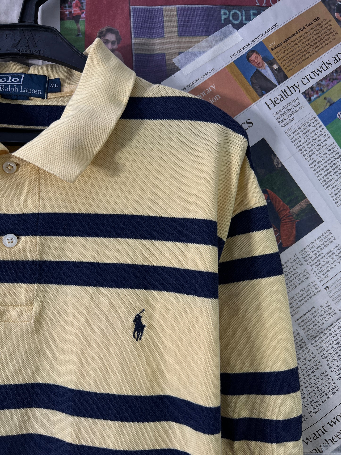 Ralph Lauren® Yellow Striped | Chest 23.5 | Large | Polo | Cotton