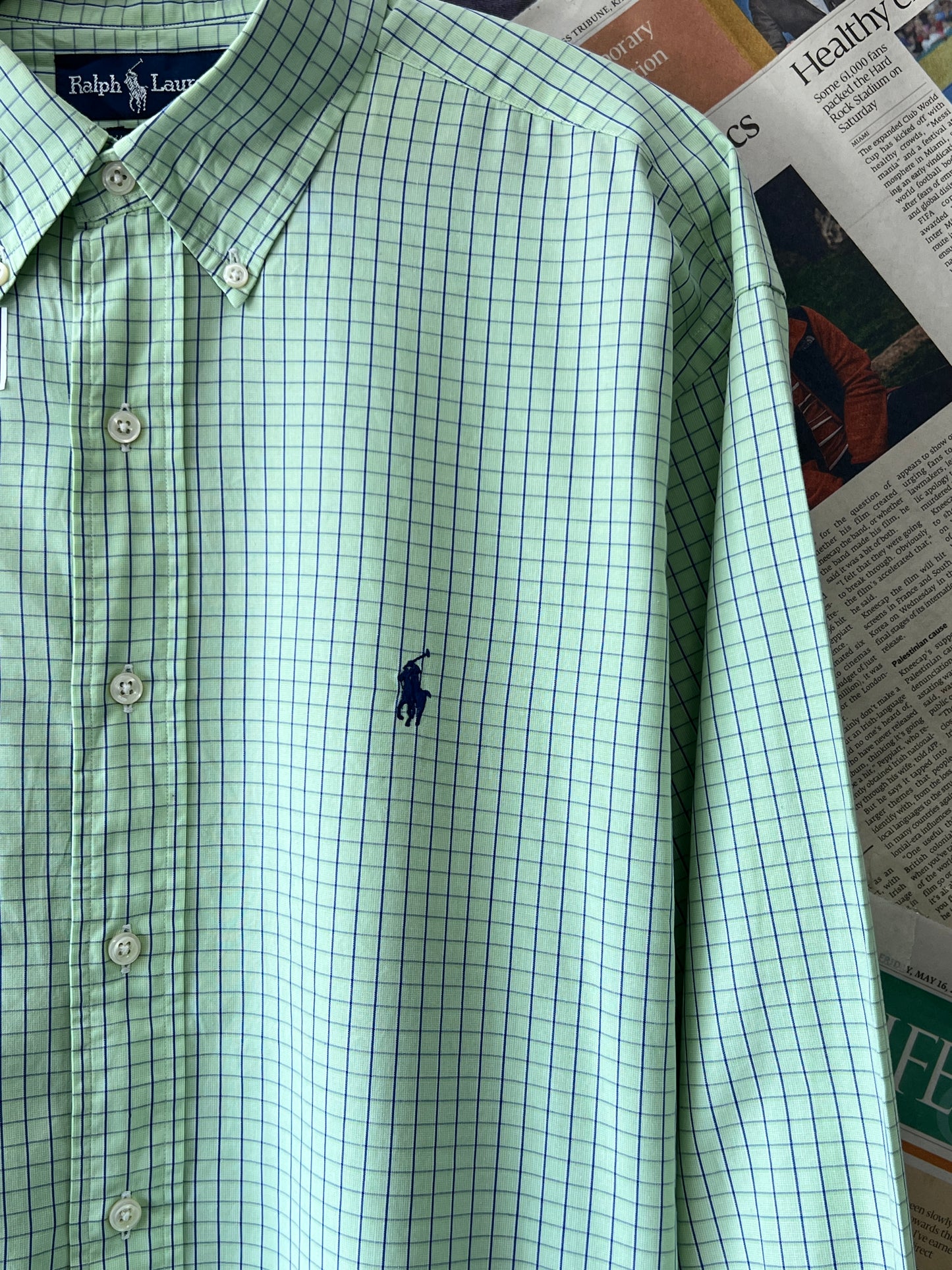 Ralph Lauren® Cucumber Check | Chest: 26.5 | XXL | Shirt | Cotton