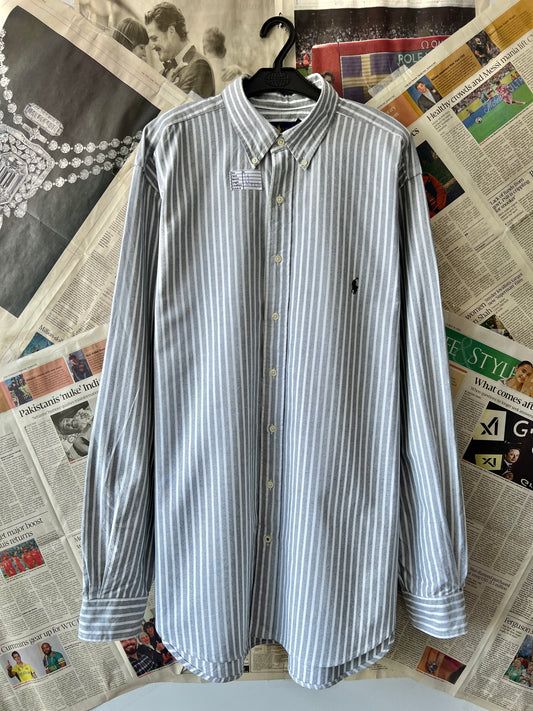 Ralph Lauren® XL | Chest 26 | Grey Striped Oxford | Shirt | Cotton