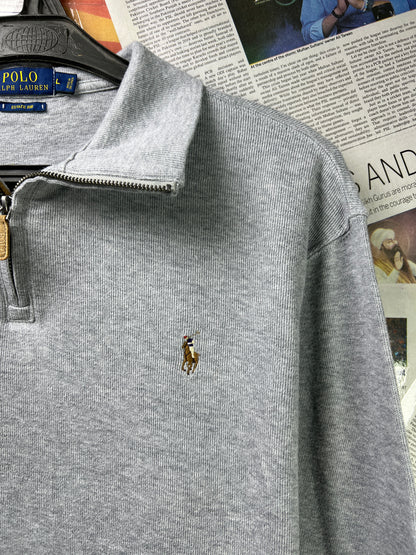 Ralph Lauren® XL/L | Chest 24.5 | Grey | Quarter Zip Sweater | Cotton | 1777