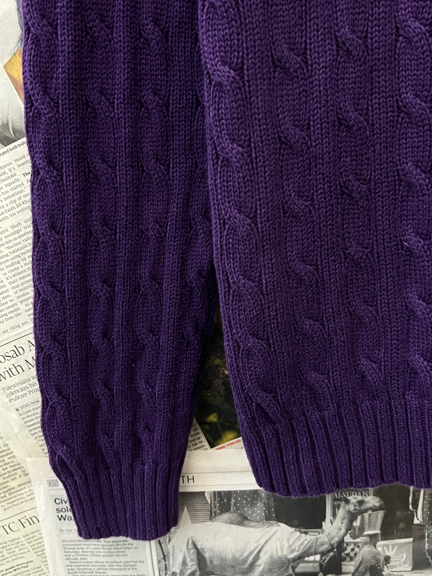 Women-Ralph Lauren® Small | Bust 21" | Wine | Cable Knit Sweater | Cotton | 509