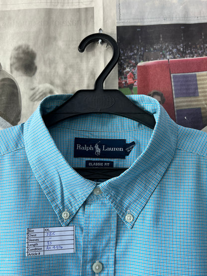 Ralph Lauren® XXL | Chest 28.5 | Cyan Check | Shirt | Cotton