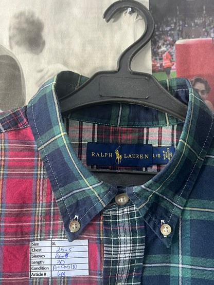 Ralph Lauren® XL | Chest 25.5 | Checked Patchwork | Shirt | Cotton