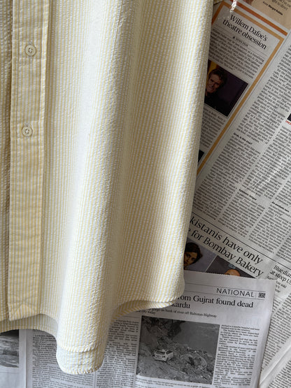 Ralph Lauren® XXXL | Chest 29 | Yellow Striped Seersucker | Shirt | Cotton