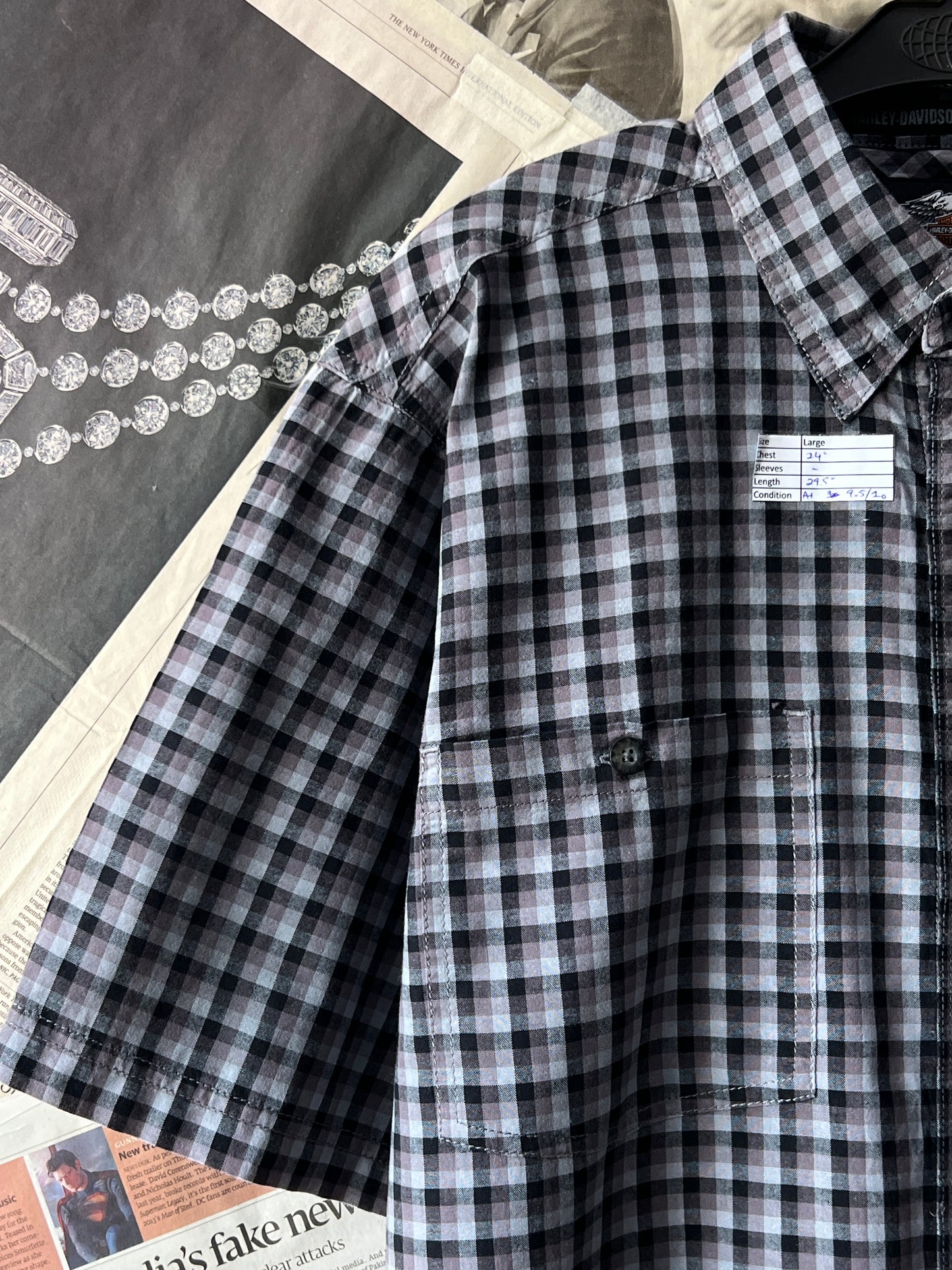 Harley Davidson® Black & Grey check – (Size: Large)