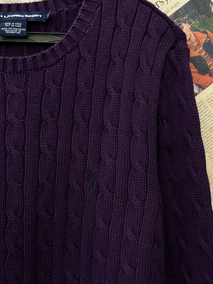 Women-Ralph Lauren® Small | Bust 21" | Wine | Cable Knit Sweater | Cotton | 509