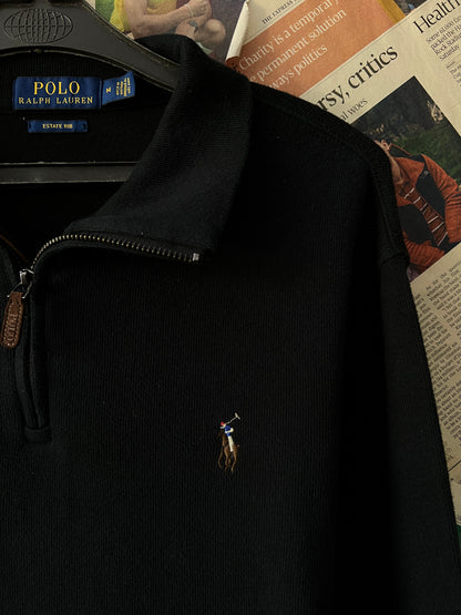 Ralph Lauren® Large | Chest 23 | Black | Quarter Zip Sweater | Cotton | 735