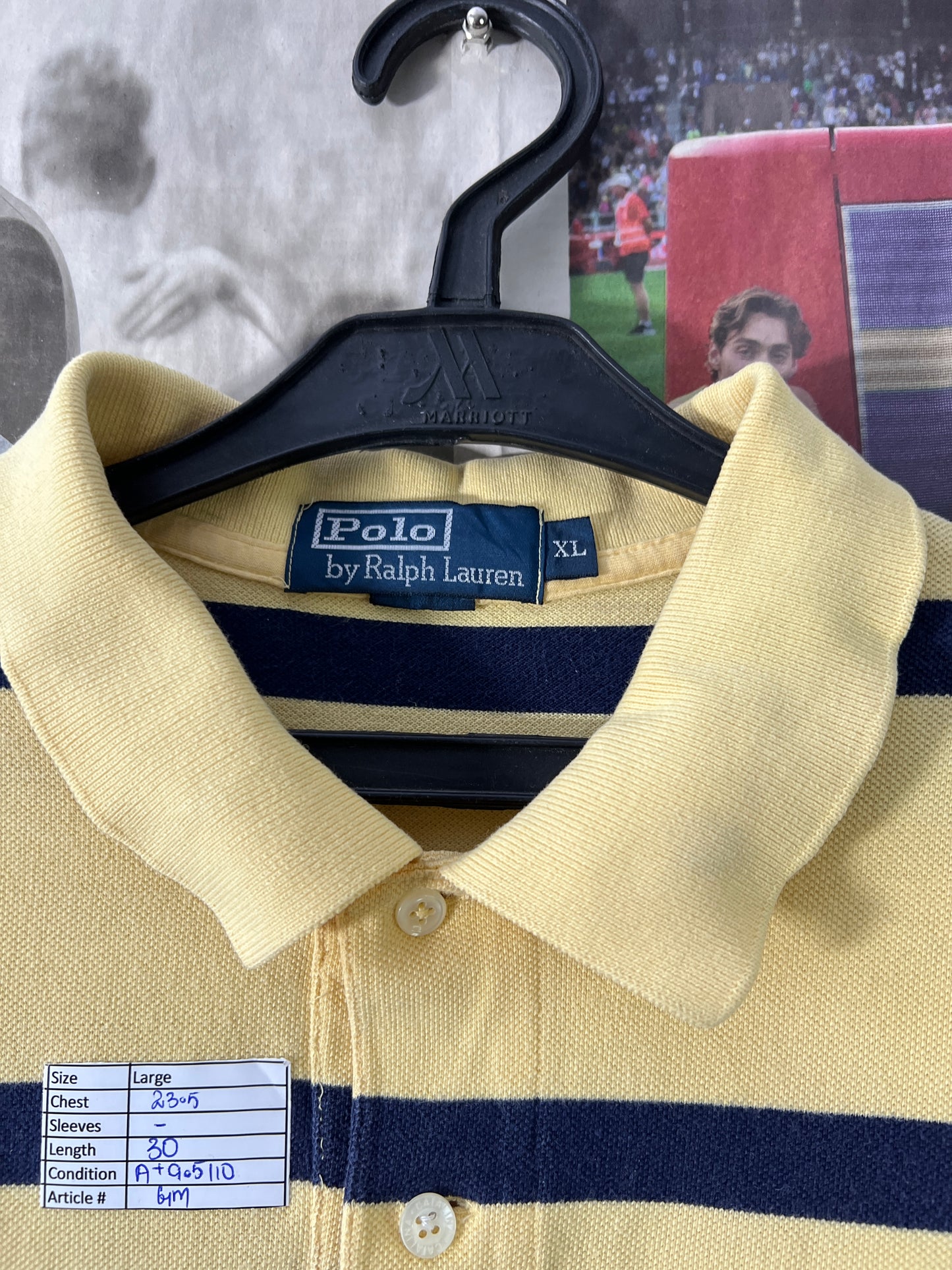 Ralph Lauren® Yellow Striped | Chest 23.5 | Large | Polo | Cotton