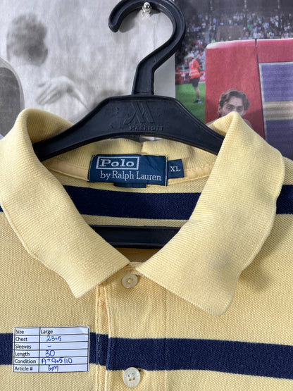 Ralph Lauren® Yellow Striped | Chest 23.5 | Large | Polo | Cotton