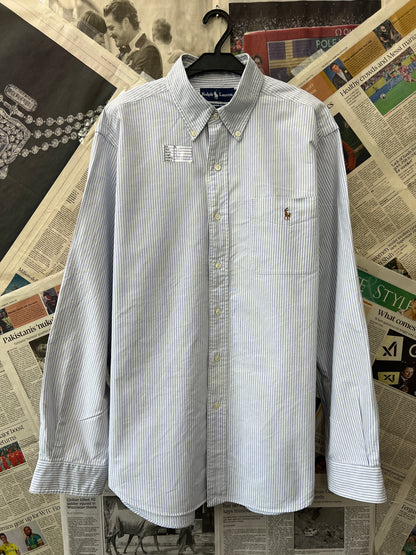Ralph Lauren® XL | Chest 26 | Grey Striped Oxford | Shirt | Cotton