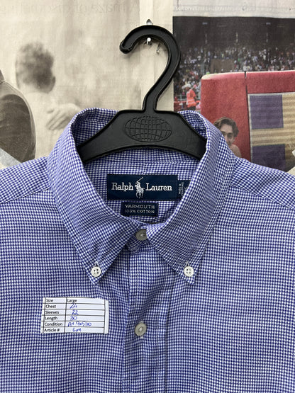 Ralph Lauren® Large | Chest 24 | Blue Pin Check | Shirt | Cotton