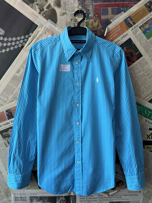 Women-Ralph Lauren® Small | Bust 19.25" | Aquamarine Striped | Shirt | Cotton | 497