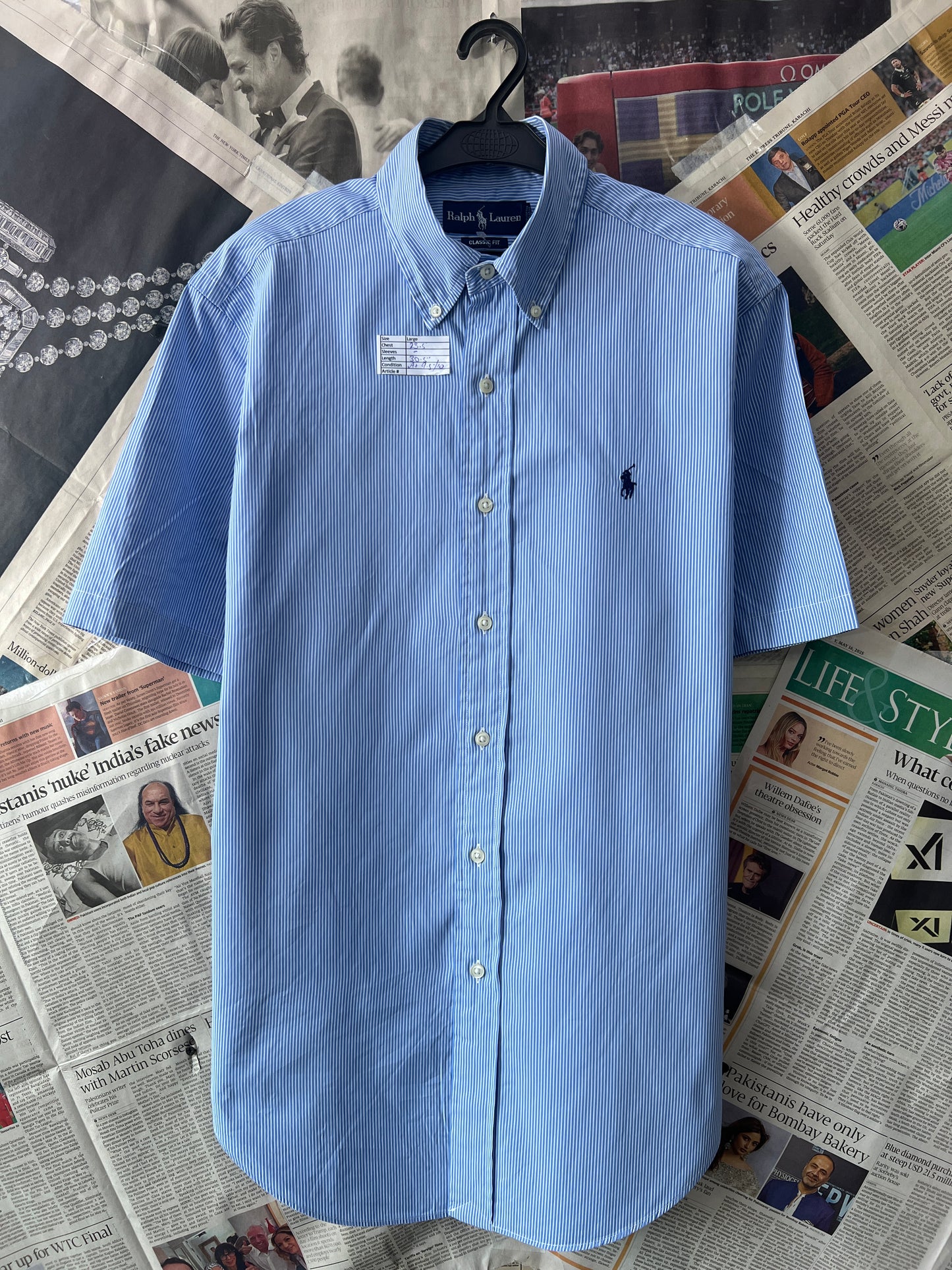 Ralph Lauren® Blue Pin Check | Chest 23.5 |L | Shirt | Cotton