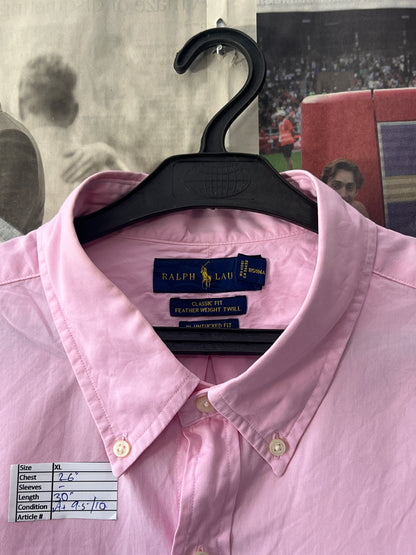 Ralph Lauren® Pink Feather Weight Twill | Chest 26 | XL | Shirt | Cotton blend