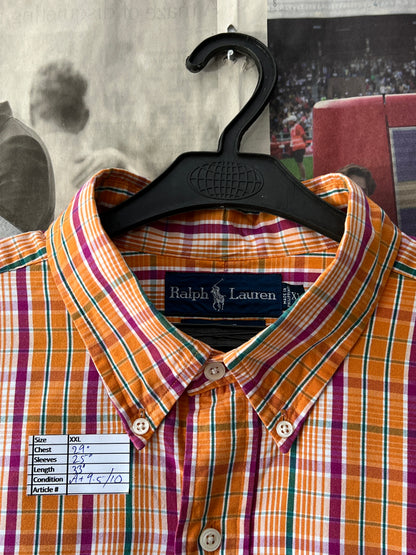 Ralph Lauren® Orange Check | Chest: 29 | XXXL | Shirt | Cotton