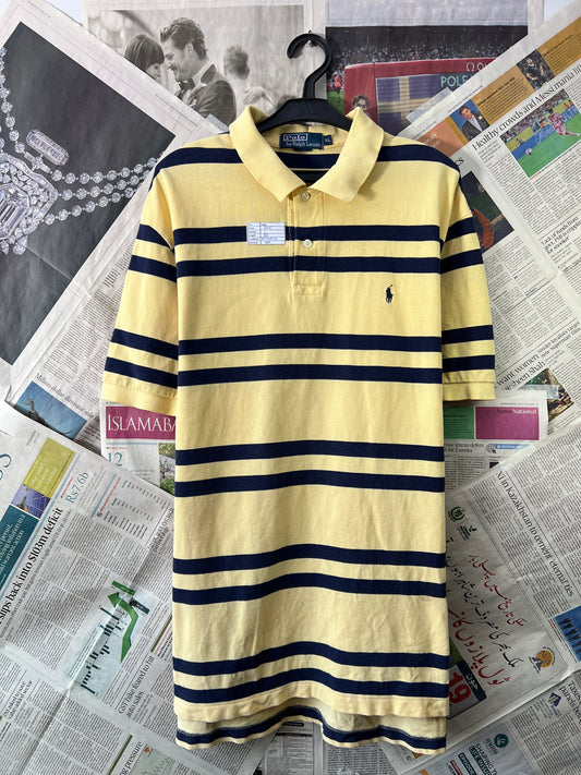 Ralph Lauren® Yellow Striped | Chest 23.5 | Large | Polo | Cotton