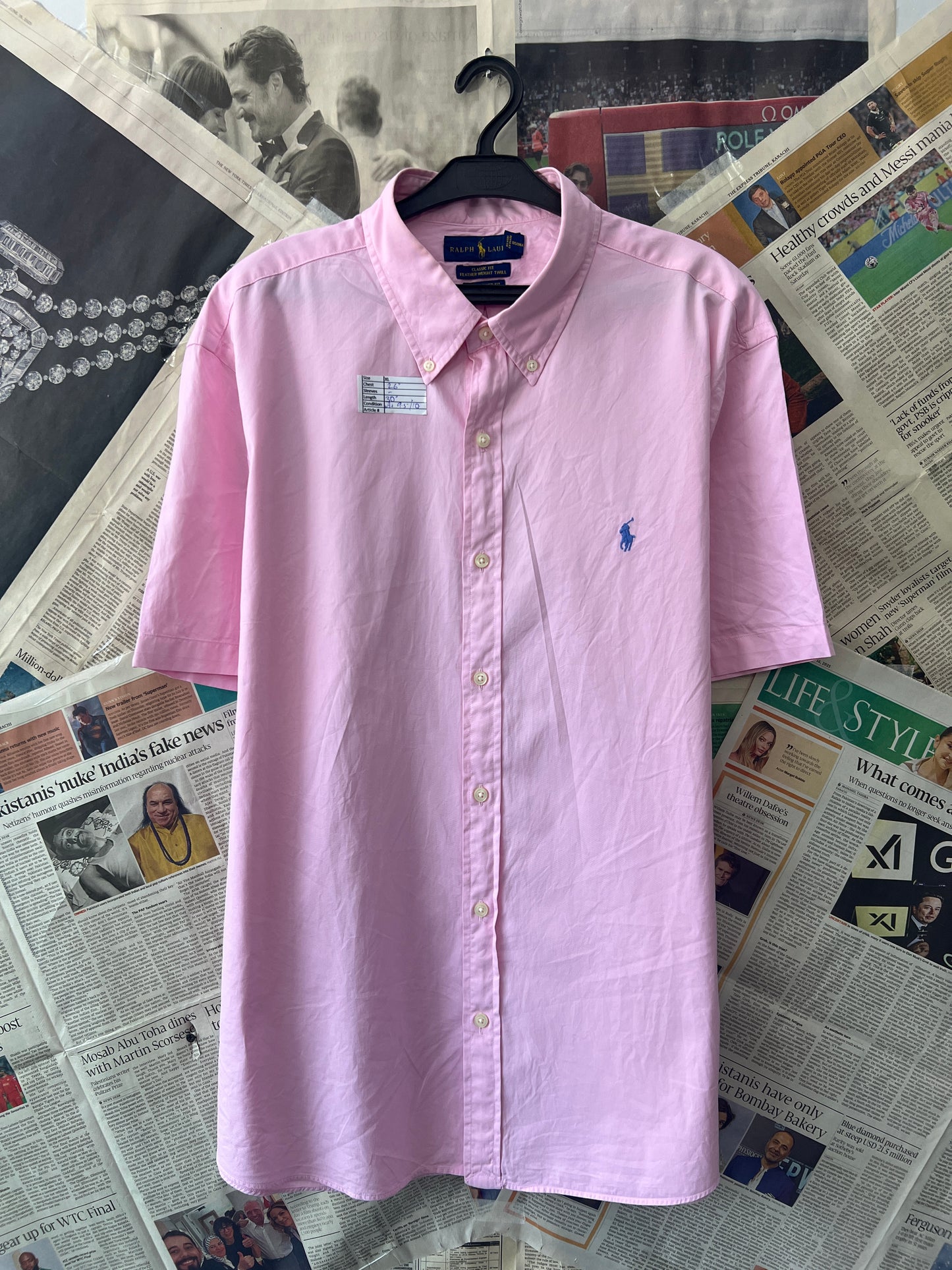 Ralph Lauren® Pink Feather Weight Twill | Chest 26 | XL | Shirt | Cotton blend