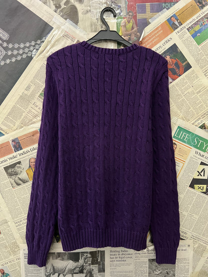 Women-Ralph Lauren® Small | Bust 21" | Wine | Cable Knit Sweater | Cotton | 509
