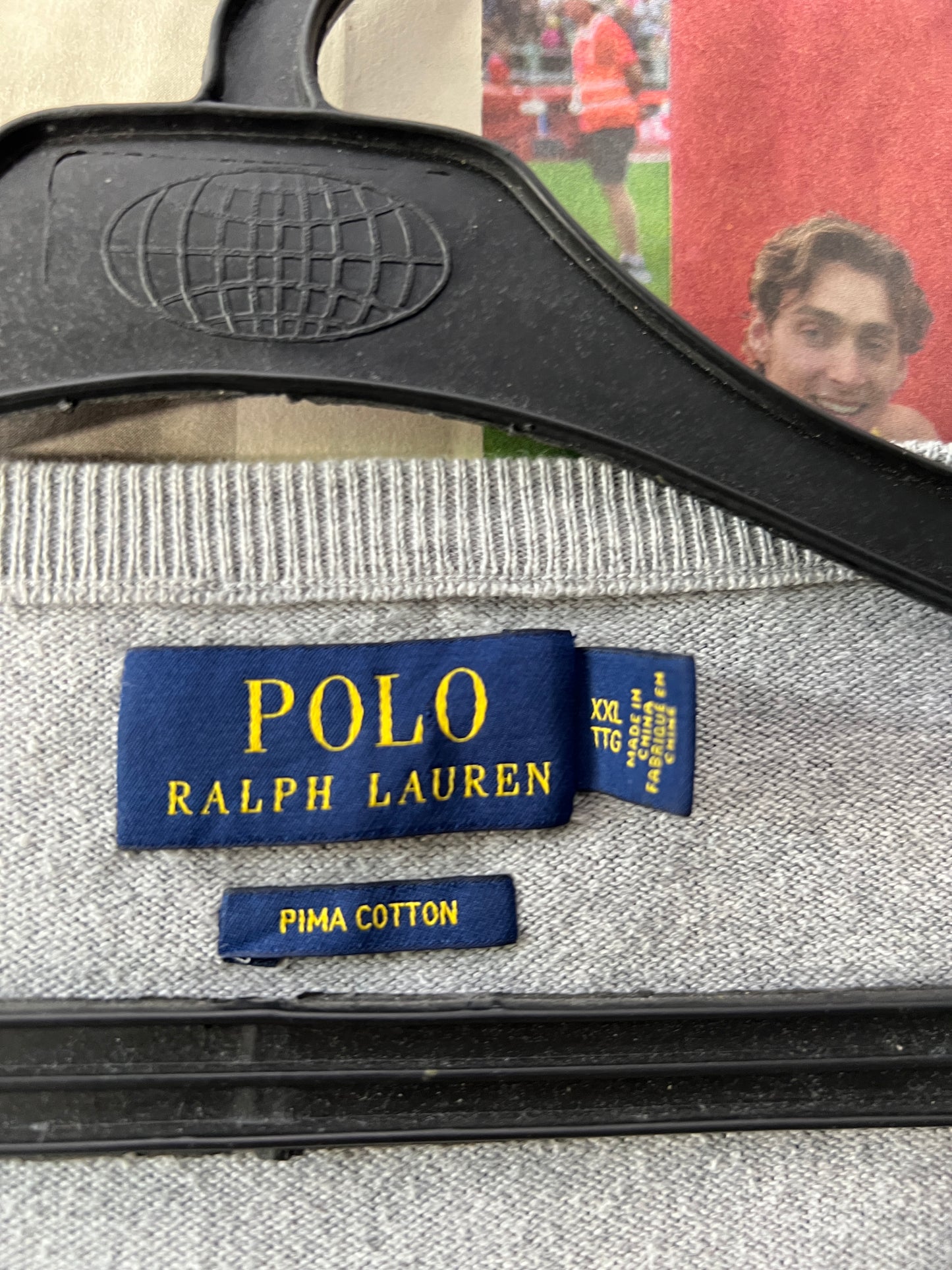 Ralph Lauren® Grey | Chest 28 | XXL | V-Neck Sweater | Pima Cotton