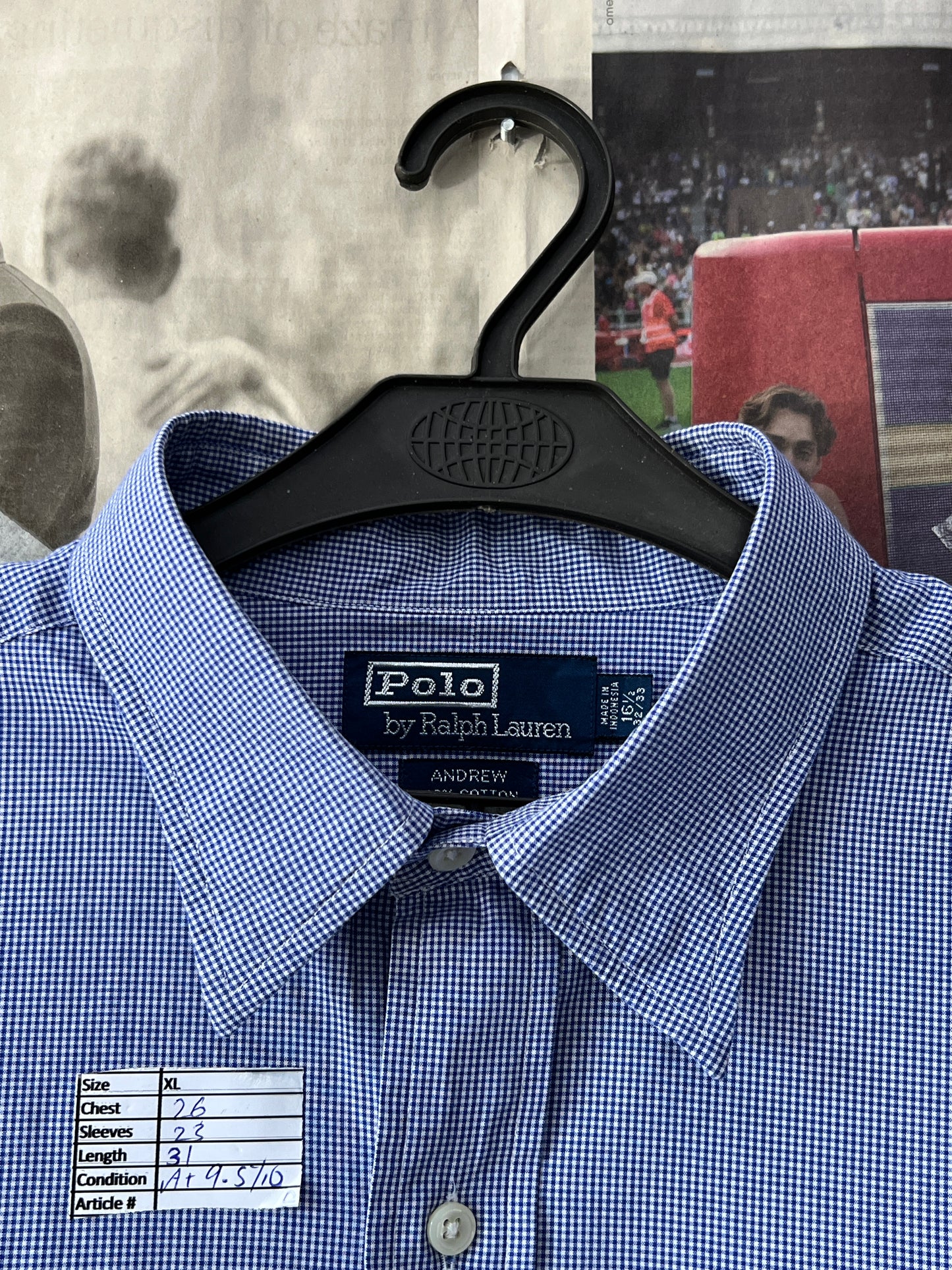 Ralph Lauren® XL | Chest 26 | Blue Pin Check | Shirt | Cotton
