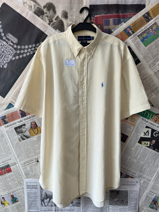Ralph Lauren® XXXL | Chest 29 | Yellow Striped Seersucker | Shirt | Cotton