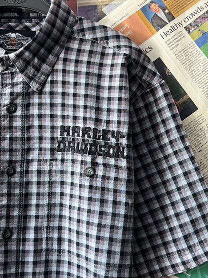 Harley Davidson® Black & Grey check – (Size: Large)