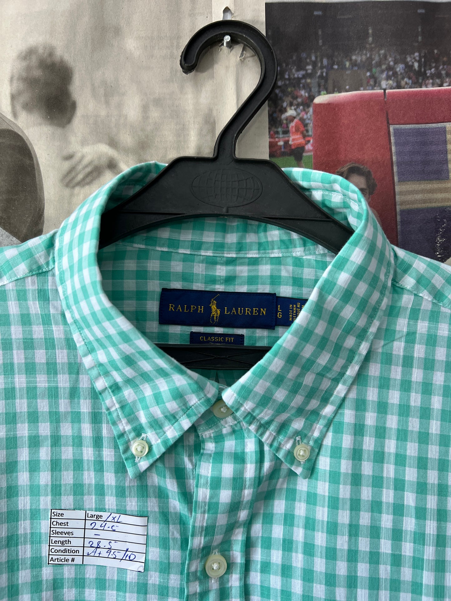 Ralph Lauren® XL/L | Chest 24.5 | Cyan-check | Shirt | Cotton