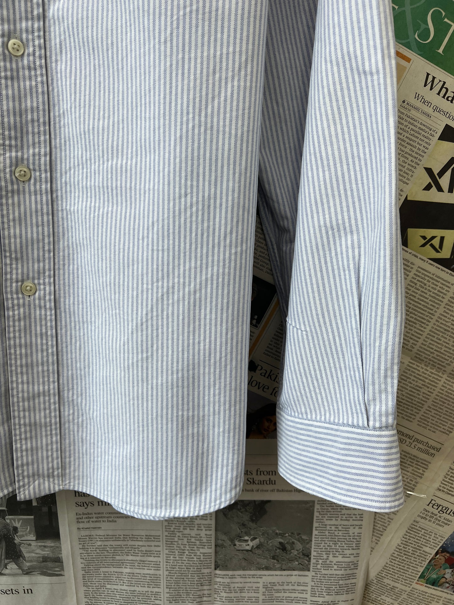 Ralph Lauren® XL | Chest 26 | Grey Striped Oxford | Shirt | Cotton