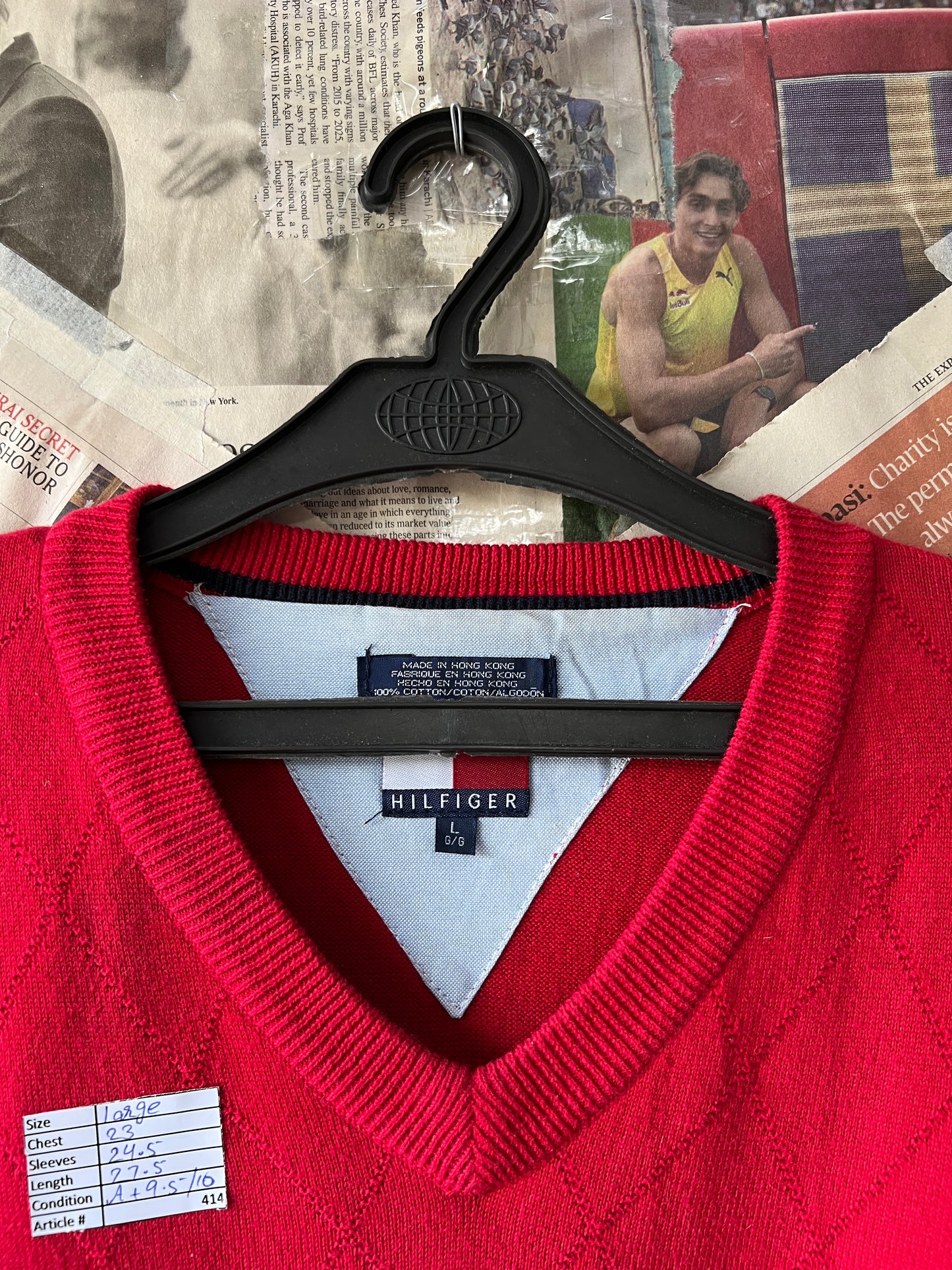 T*mmy H*lfiger® Large | Chest 23 | Red | Sweater | Cotton | 414